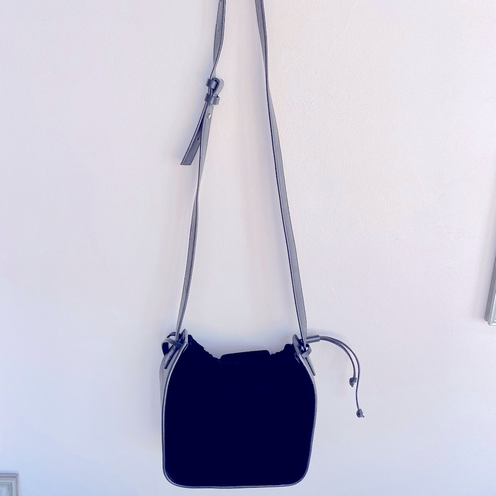 French Connection “Dane” Black Velvet Crossbody Bag NWOT